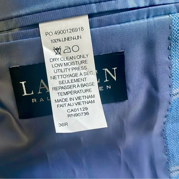 Lauren Ralph Lauren Blue Linen Windowpane Sport Coat
